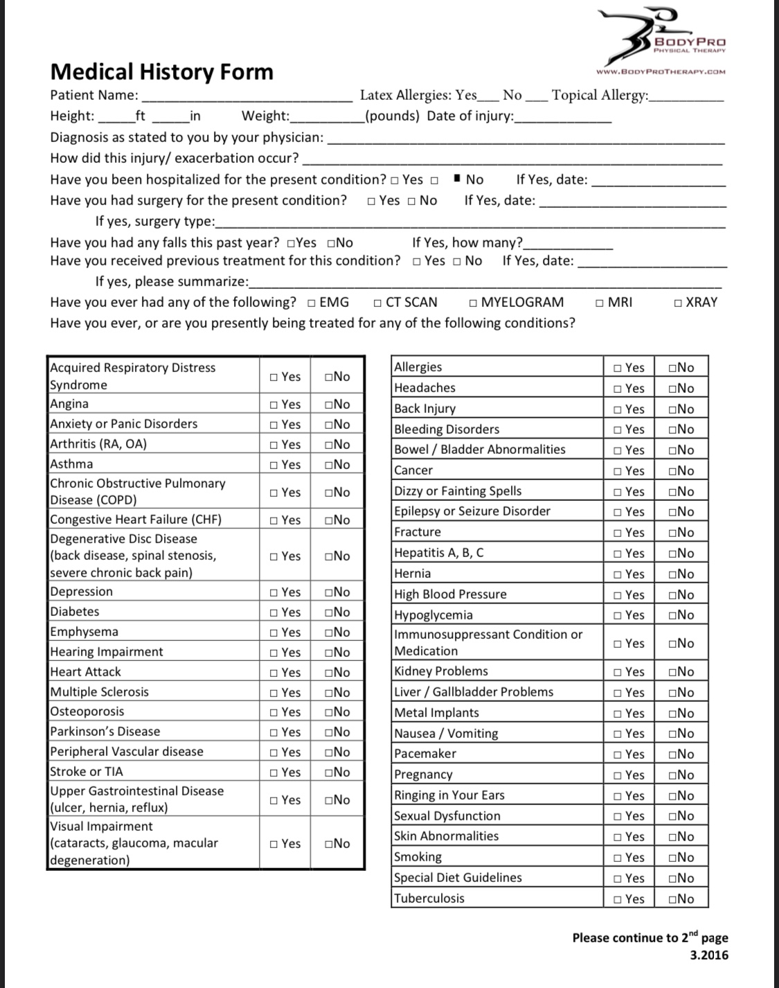 Comprehensive Patient Medical History Form Printable 4753